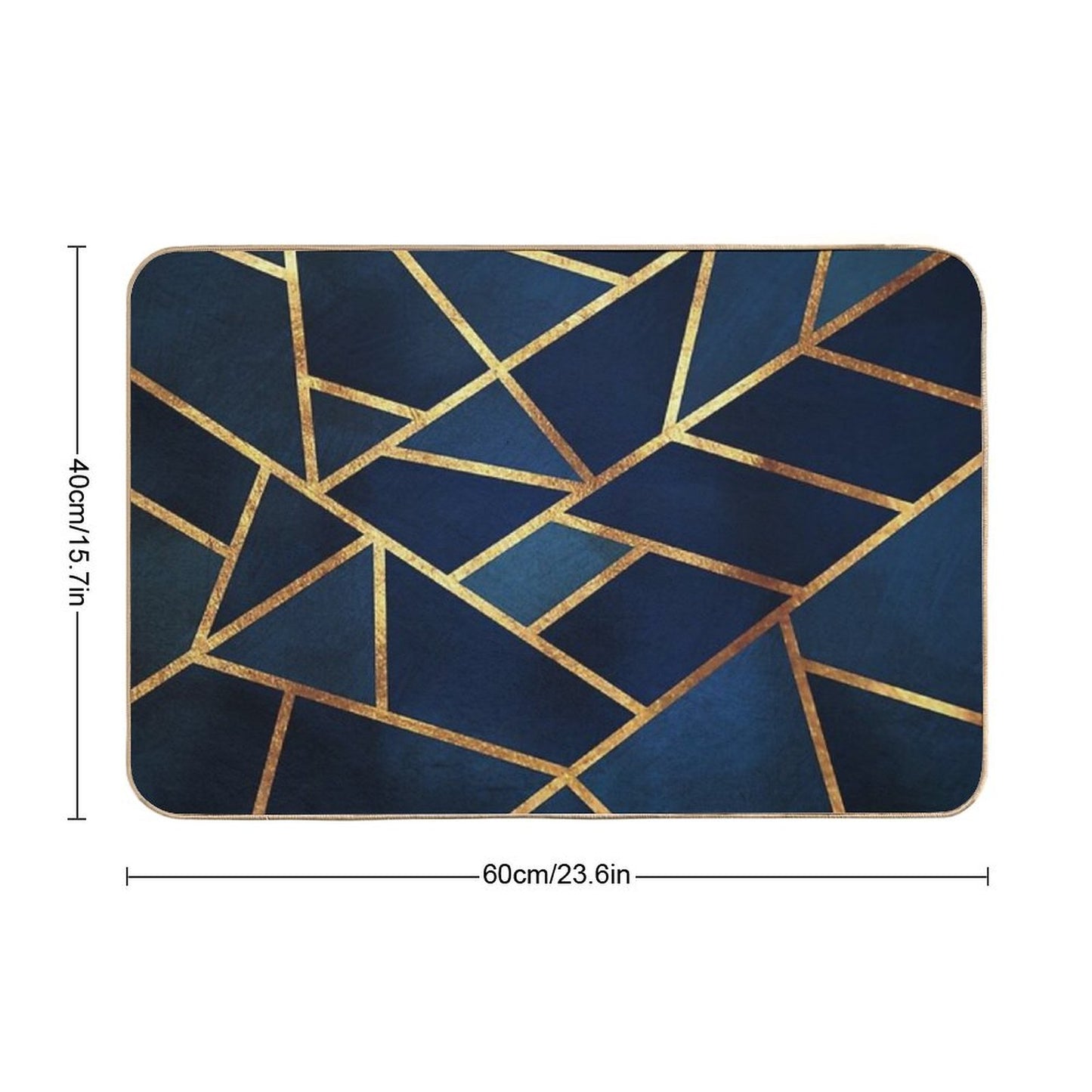 Navy Gold Stone Geometric Bath Mat
