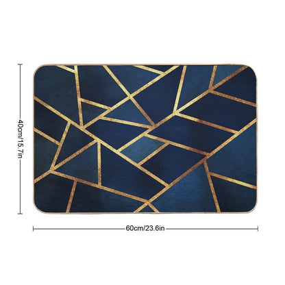 Navy Gold Stone Geometric Bath Mat