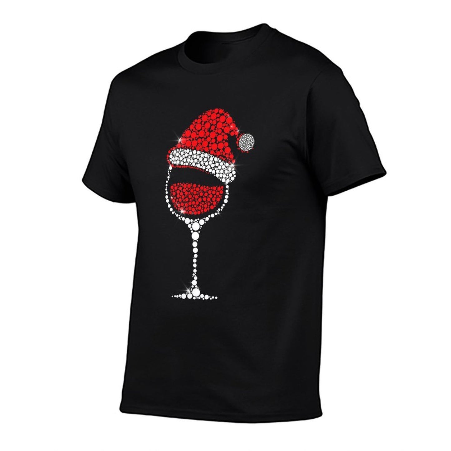 Christmas Pajama Glass of Wine Costume Santa Hat Xmas  Breathable T-Shirt