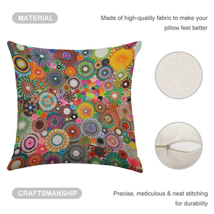 Childhood Dreams, A Colourful Spirograph Drawing! Linen Throw Pillow Cover
