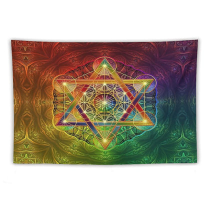 Metatron's Cube with Merkabah And Flower of Life Tapestry