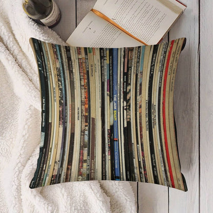 Classic Rock Vinyl Records Linen Throw Pillow Cover
