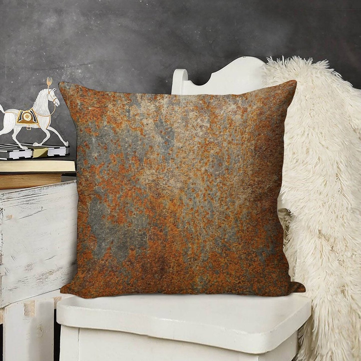 Rust Rusty Texture Linen Throw Pillow Cover