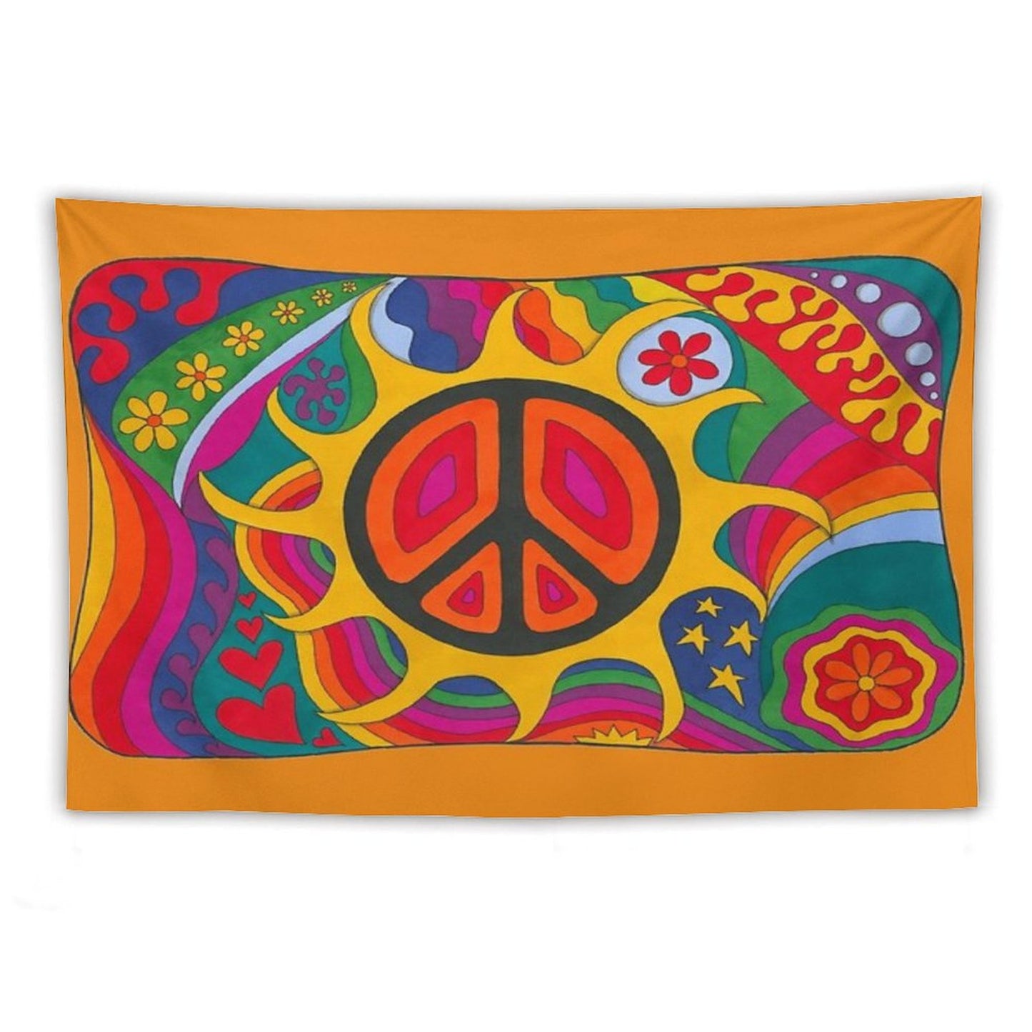Psychedelic Flaming Peace Tapestry