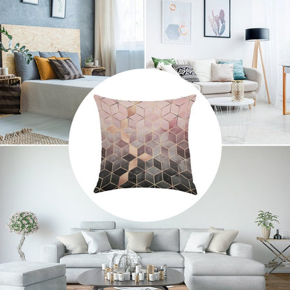 Pink And Grey Gradient Cubes Linen Throw Pillow Cover