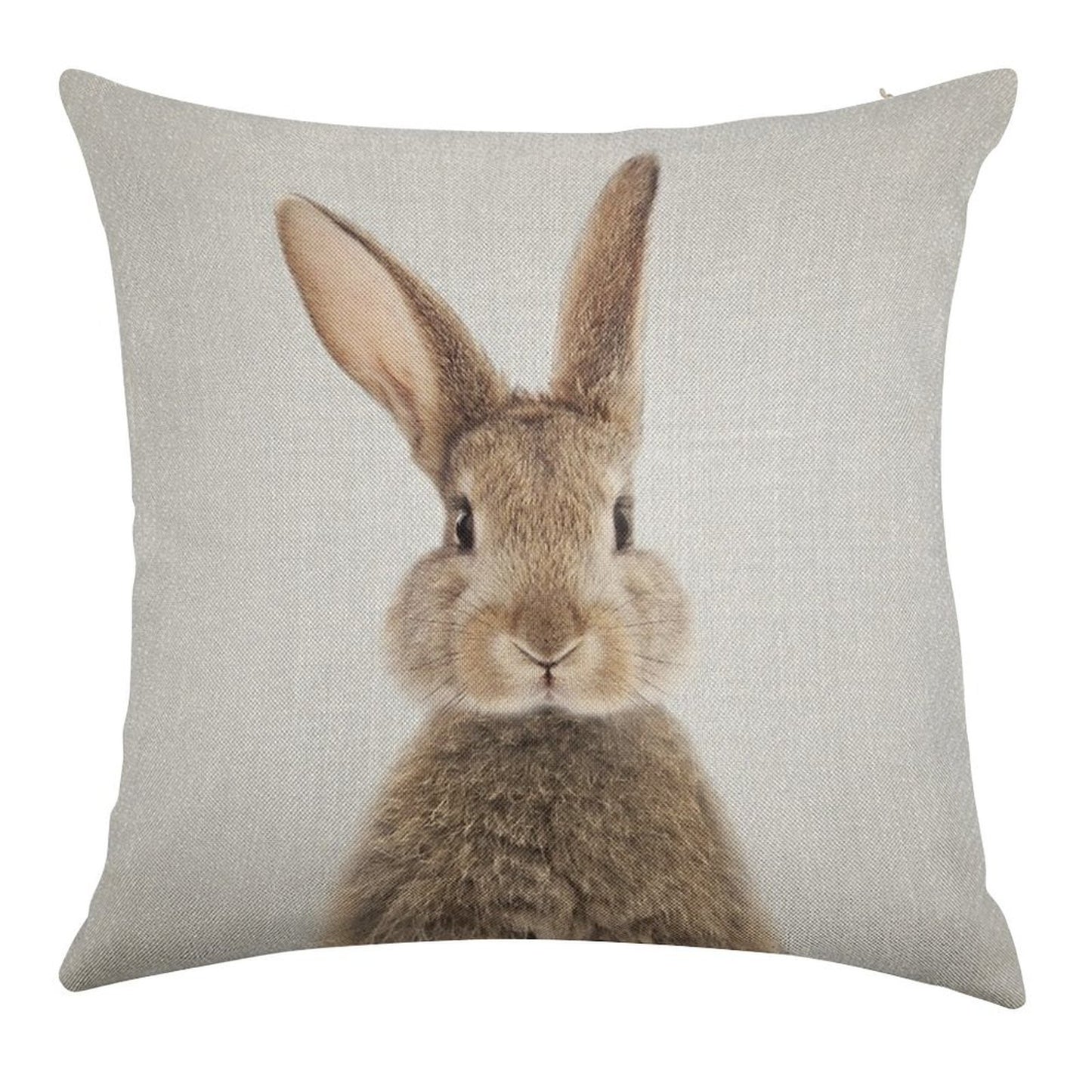 Rabbit - Colorful Linen Throw Pillow Cover