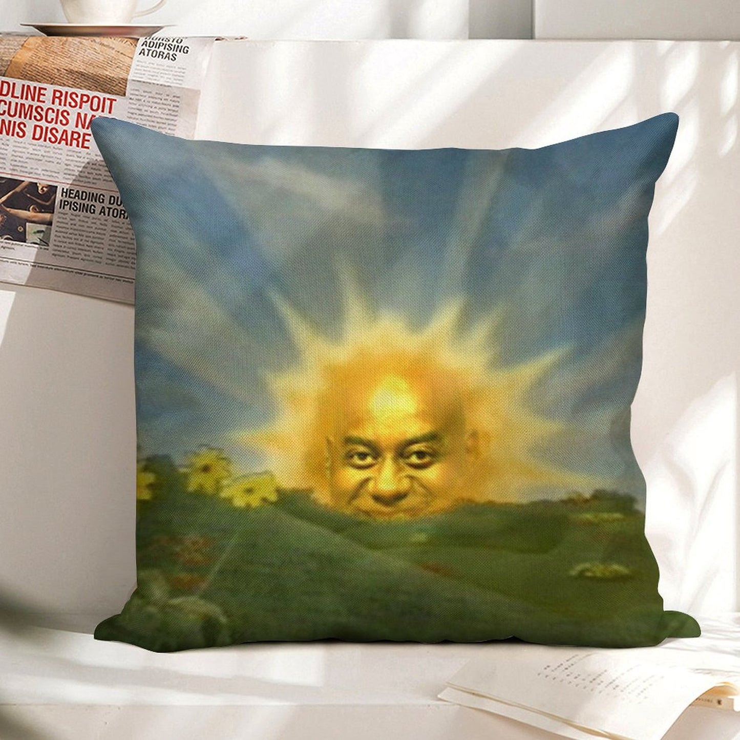 Ainsley Harriott in The Sun Linen Throw Pillow Cover