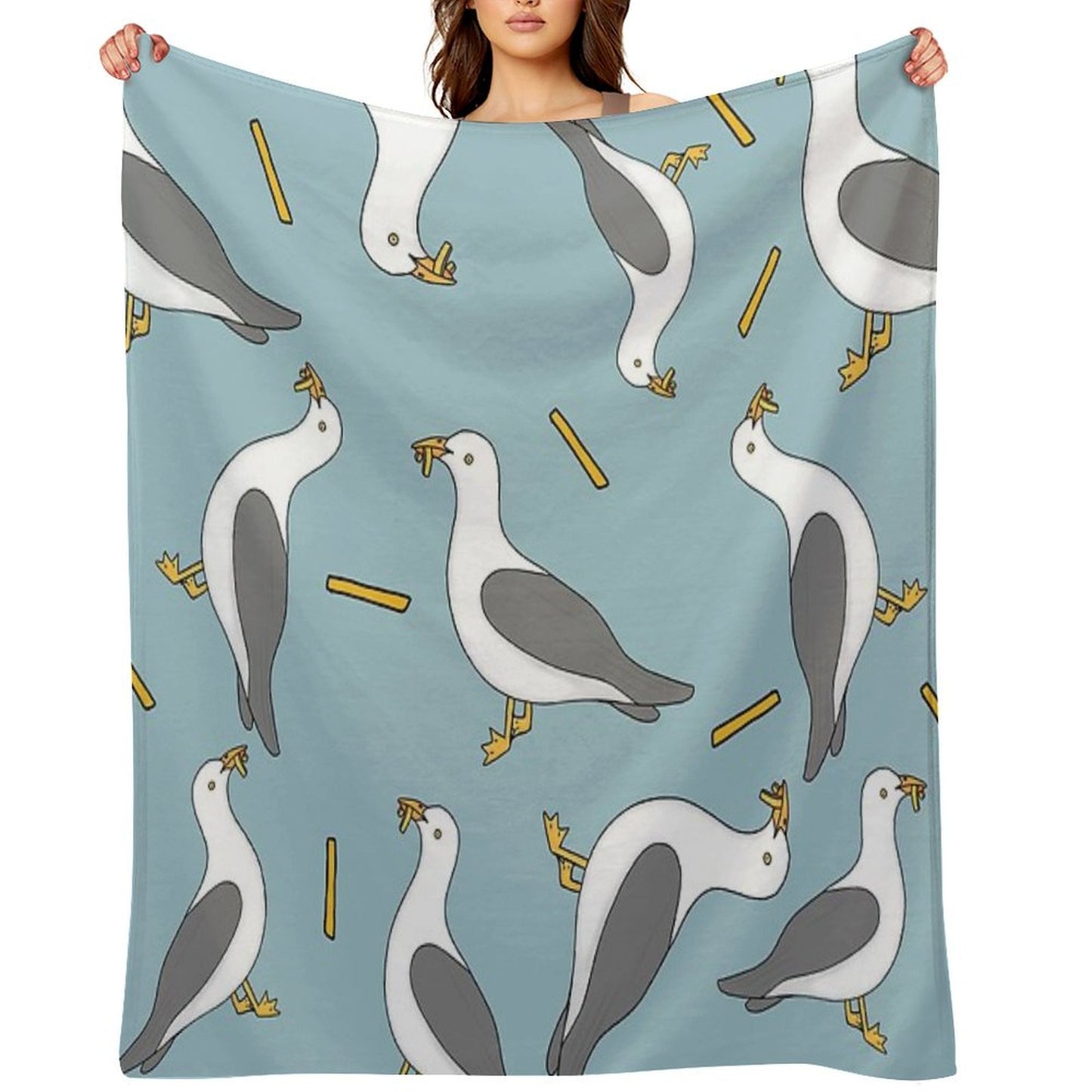 Seagull And Chips Throw Blanket