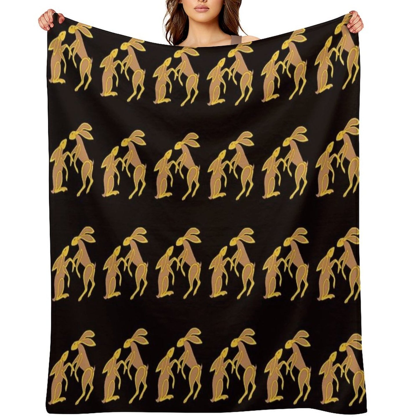 Prancing Celtic Hares Throw Blanket