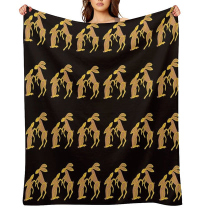 Prancing Celtic Hares Throw Blanket