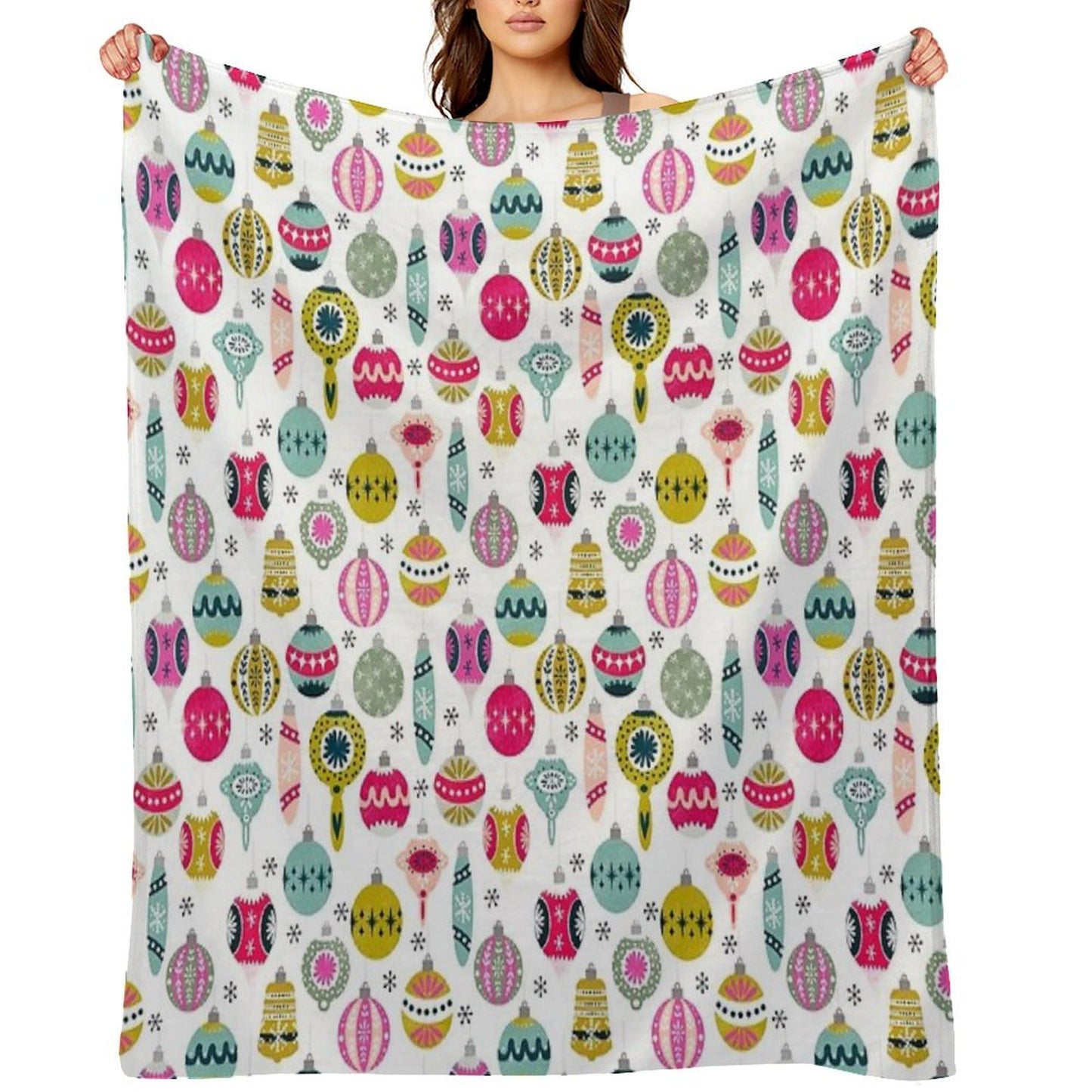 Ornaments - White by Andrea Lauren Throw Blanket