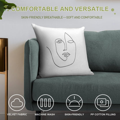 Abstract Face - One Line Art Soft Style Accent Throw Pillow