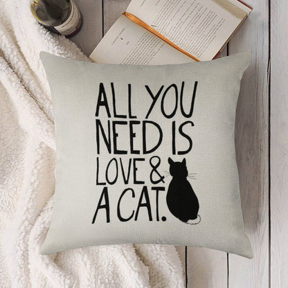 All You Need Is Love And A Cat Linen Throw Pillow Cover