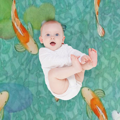 Koi Fish on Turquoise Throw Blanket