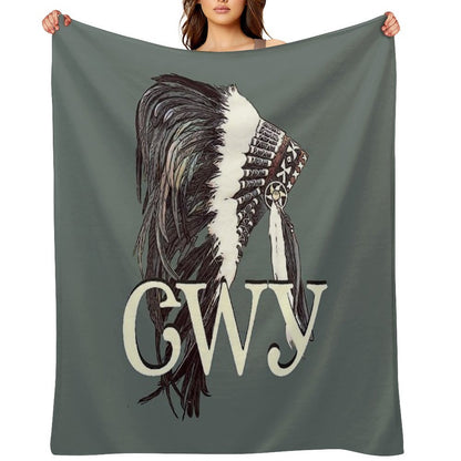 Cherokee (Cherokee Language) Headdress Throw Blanket