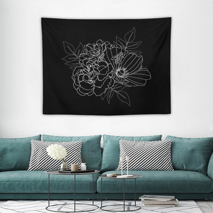 Black Floral Arrangment Tapestry