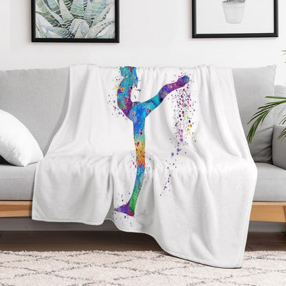 Girl Gymnastics Watercolor Silhouette Throw Blanket