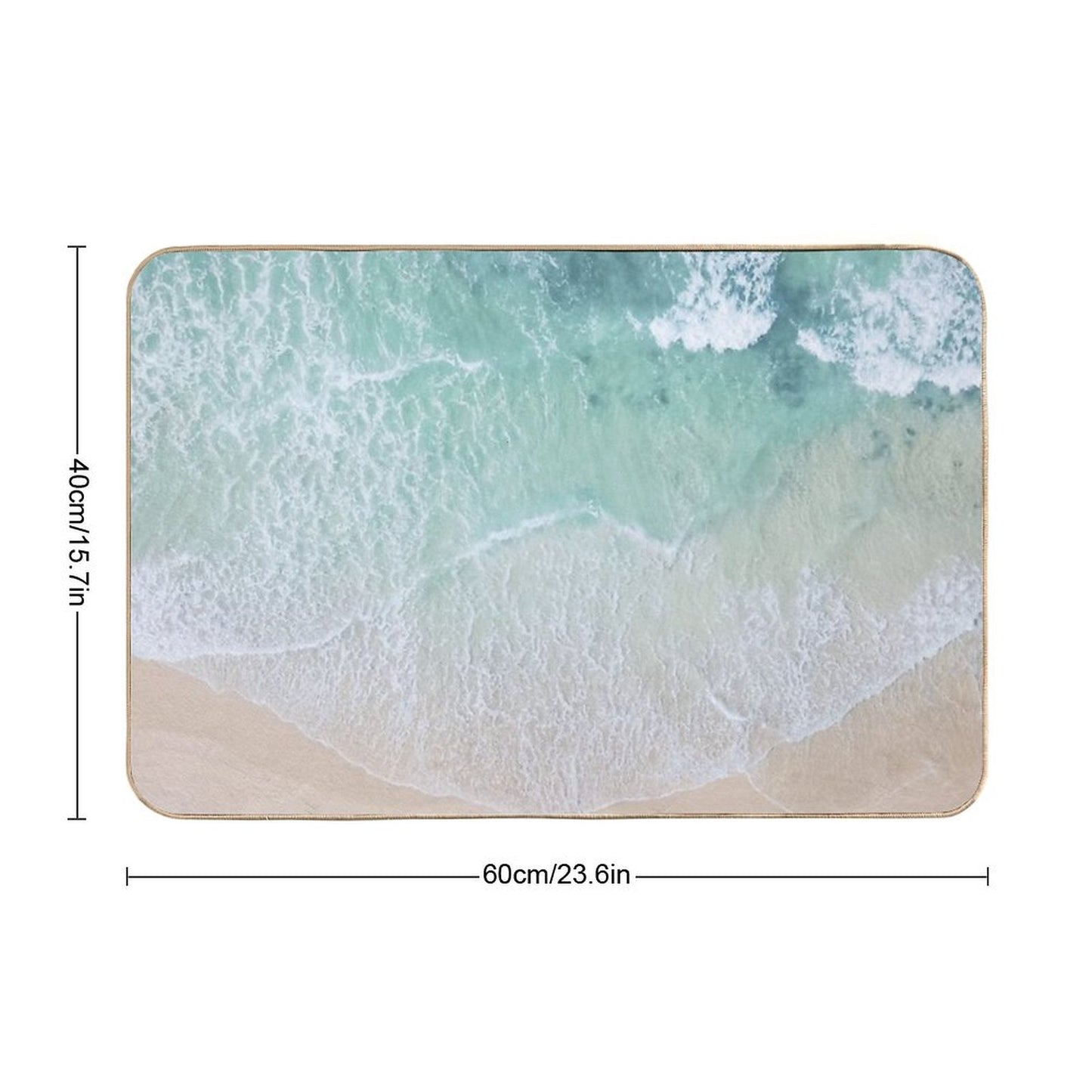 Green And White Lace Beach Sand And Seashore Waves Bath Mat
