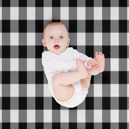 Black And White Gingham Checked Pattern Throw Blanket