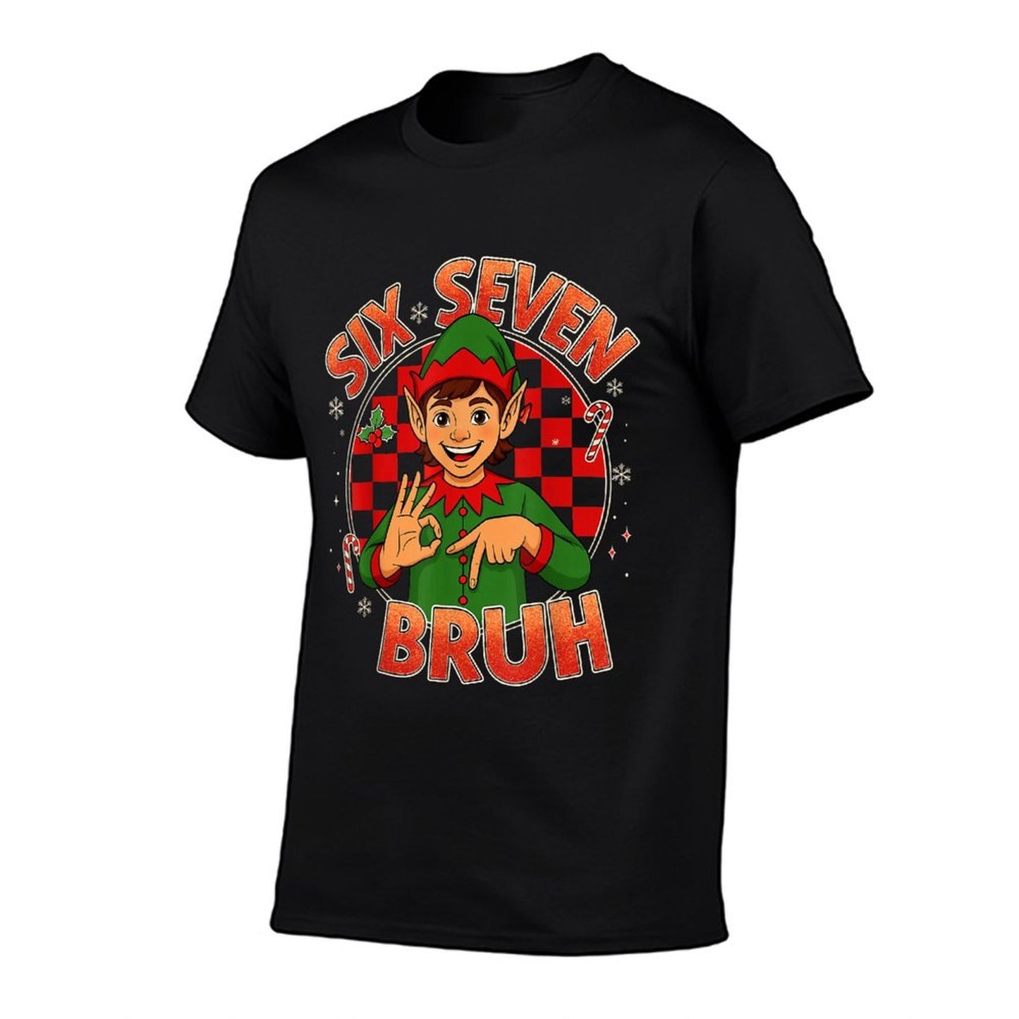 HUGvyn Six Seven Bruh Meme Christmas Funny Elf 67 Meme Boys  Relaxed-fit T-Shirt