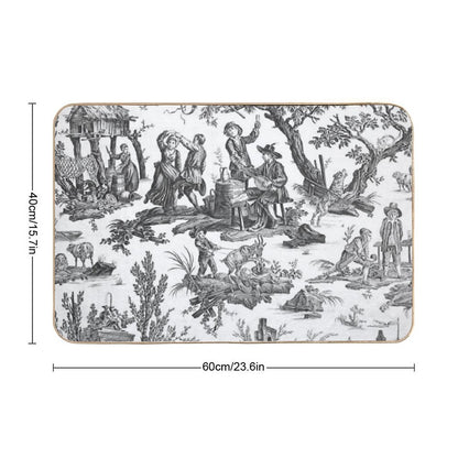 Black And White Toile De Jouy Bath Mat