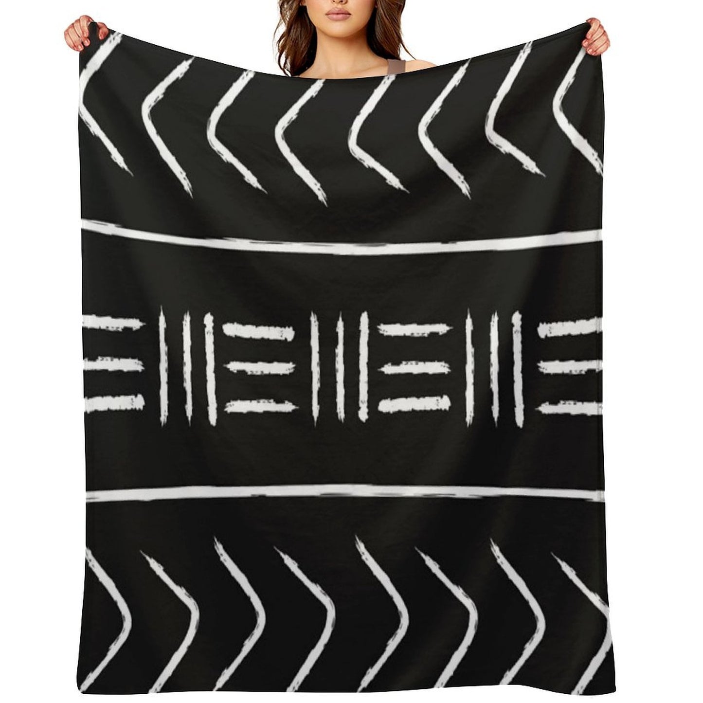Black Mudcloth - Pillow Version Throw Blanket
