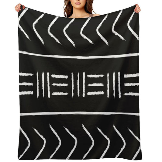 Black Mudcloth - Pillow Version Throw Blanket
