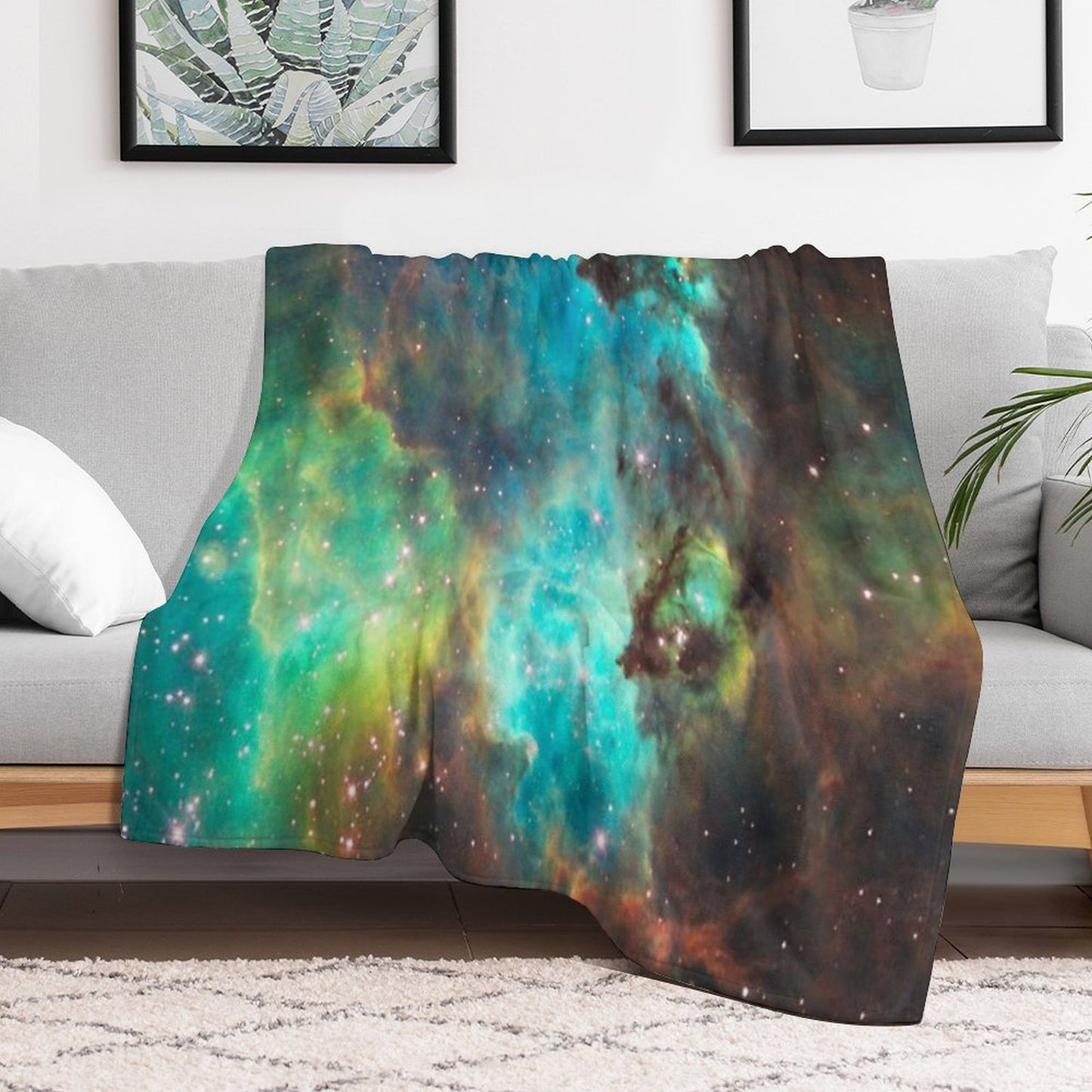Green Galaxy Throw Blanket