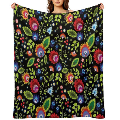 Polish Folklore - Beautiful Composition on Black Throw Blanket