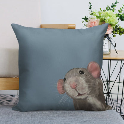 The Peeking Rat Linen Throw Pillow Cover