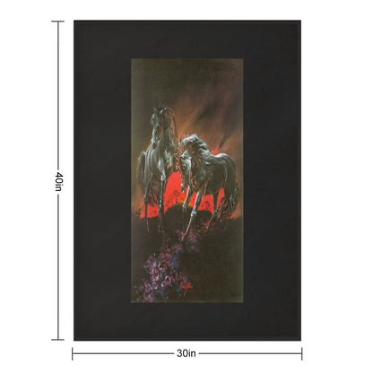 Dark Horses Throw Blanket