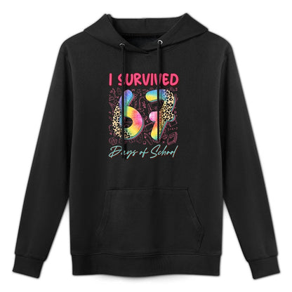 I Survived 67 Day of School Funny 6 7 Teach Student Leopard Relaxed Fit Hoodie