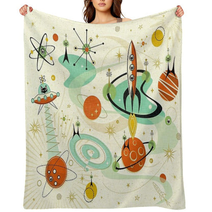Atomic Cats in Space ©studioxtine Throw Blanket