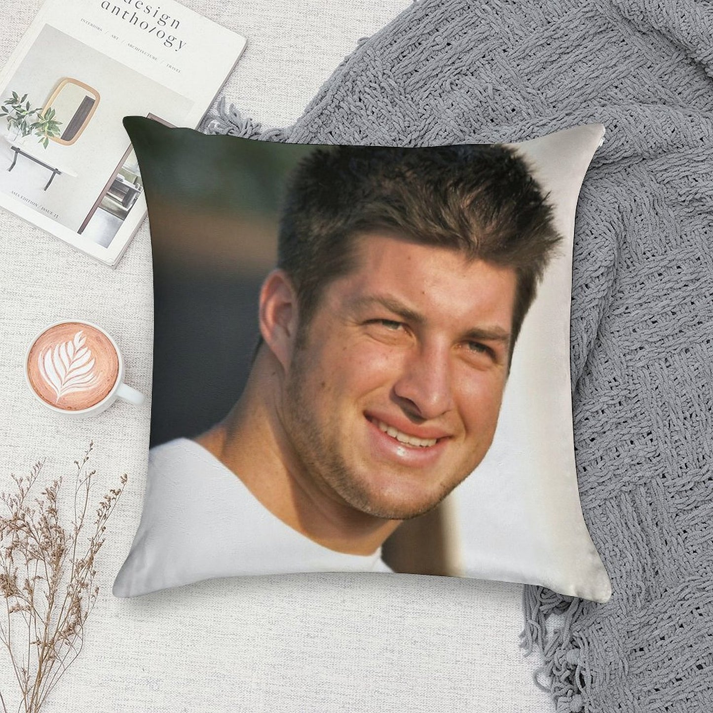 Tim Tebow Soft Hidden Zipper Throw Pillow