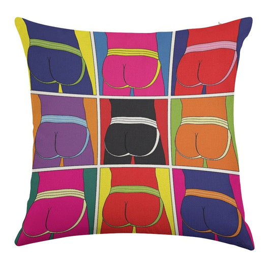 Pop Art Jockstrap Desire Nine Linen Throw Pillow Cover