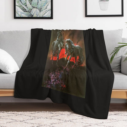 Dark Horses Throw Blanket