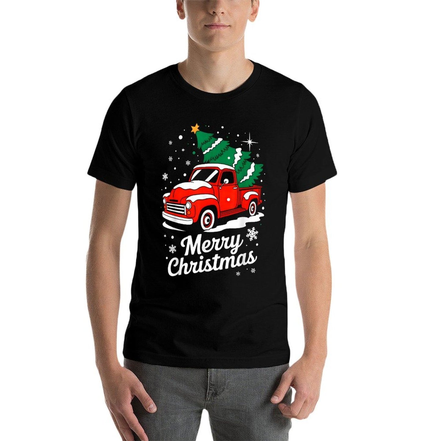 Merry Christmas Red Truck Family Matching Christmas Pajama  Versatile T-Shirt