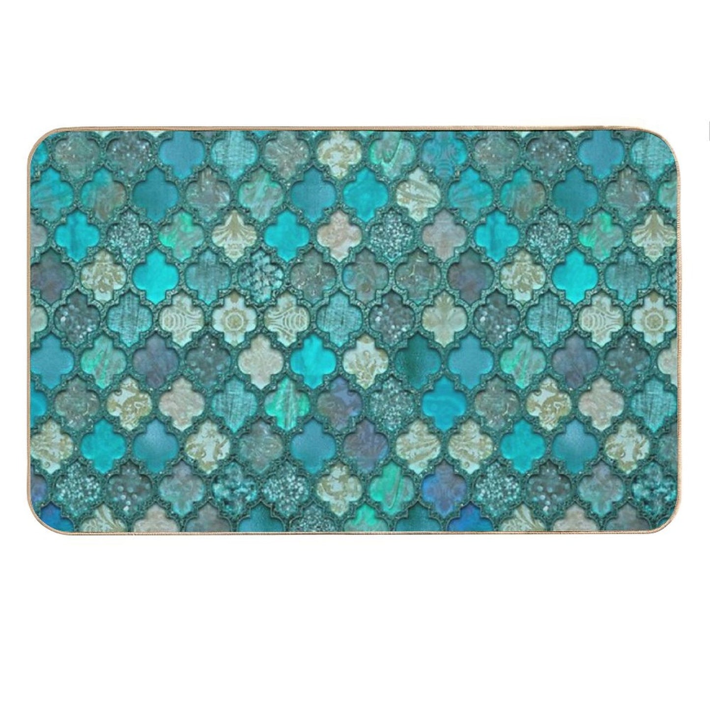 Moroccan Inspired Precious Tile Pattern Bath Mat