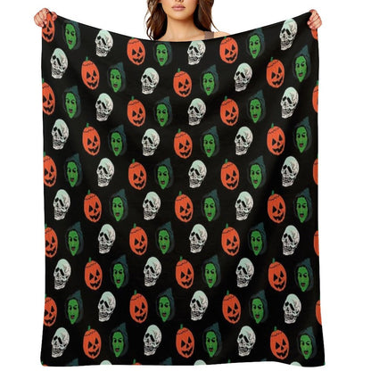Silver Shamrock Mask Set Throw Blanket