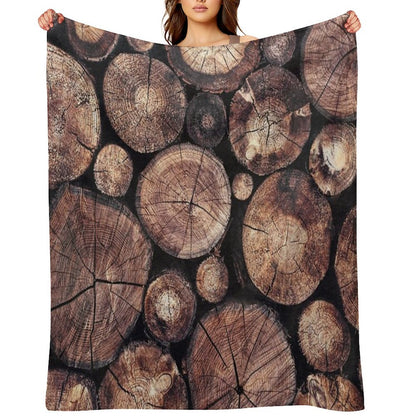 The Wood Holds Many Spirits  Vintage Moody Spiritual Forest Texture Lodge Logs With Cascadia Cabin Tree Souls Throw Blanket