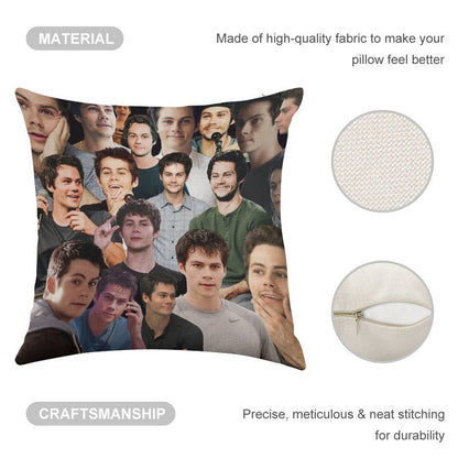 Dylan O’Brien Collage Linen Throw Pillow Cover