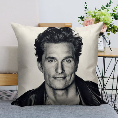 Matthew McConaughey Linen Throw Pillow Cover