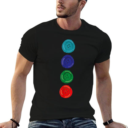 Four Groovy Buttons Blue Cat Funny Halloween Costume Kids  Slim-fit Cut T-Shirt