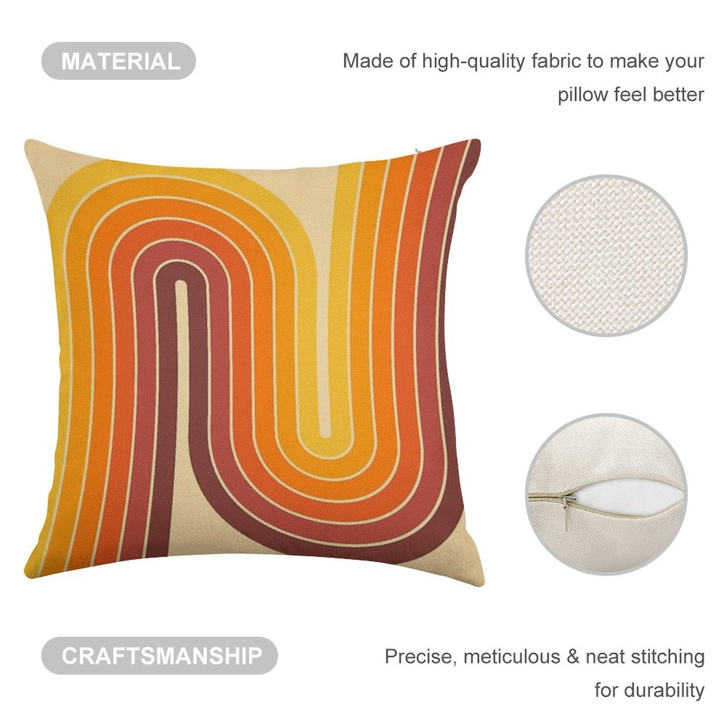 Retro Geometric Double Arch Design 522 Linen Throw Pillow Cover