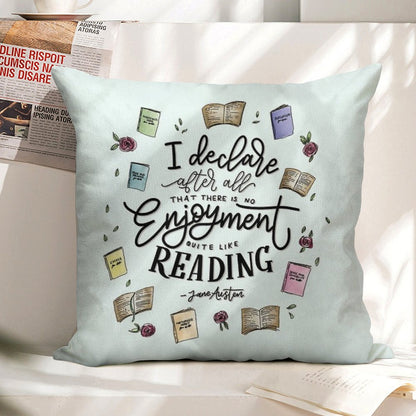 No Enjoyment Like Reading Linen Throw Pillow Cover