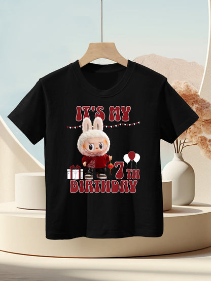 T's My 7th Birthday Groovy Birthday Kids Girls Labubu Kids T-Shirt