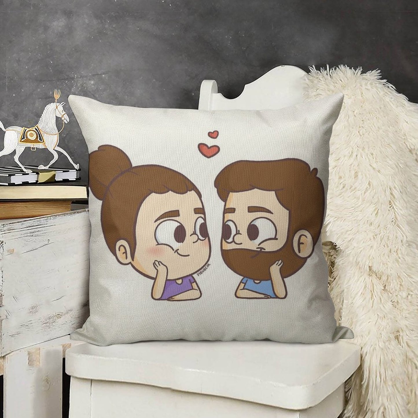 Together - Pibubear Linen Throw Pillow Cover