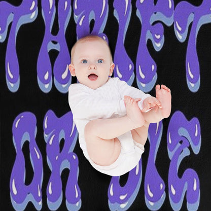 “THRIFT OR DIE” Purple And Blue Throw Blanket