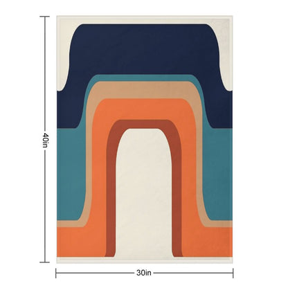 Mid-Century Modern Meets 1970s Orange And Blue Rainbow Throw Blanket