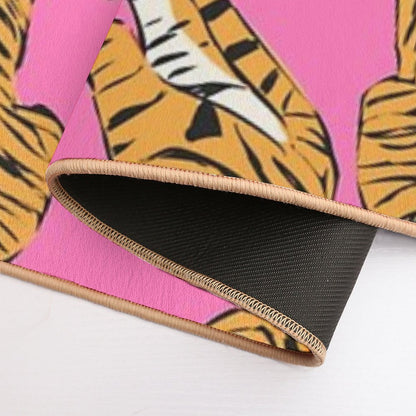 Pink Tiger Repeating Print- Preppy Modern Contemporary Bath Mat